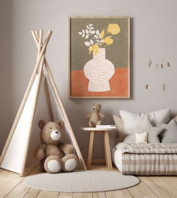 Stylized Vase With White Patterns