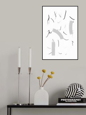 Fluid Black Lines And Soft Grey Shapes