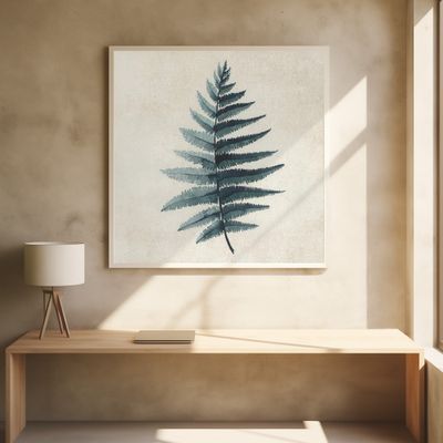 Teal watercolor fern 5