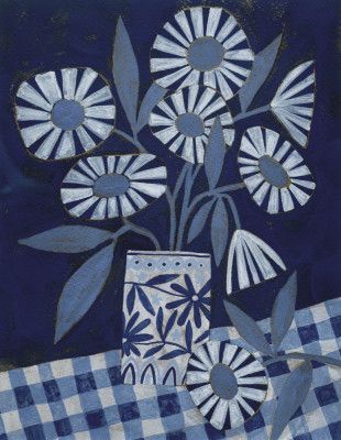 Stylized Flowers In A Decorative Vase