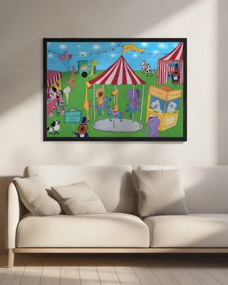 Welcome to the Carousel with Funny Animals by Artist Carla Daly