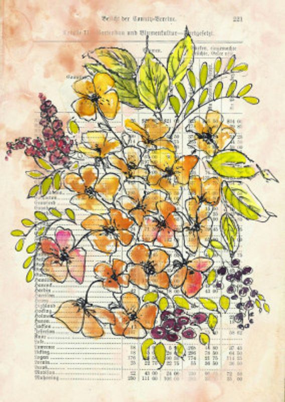 Nostalgic flowers Watercolors and ink