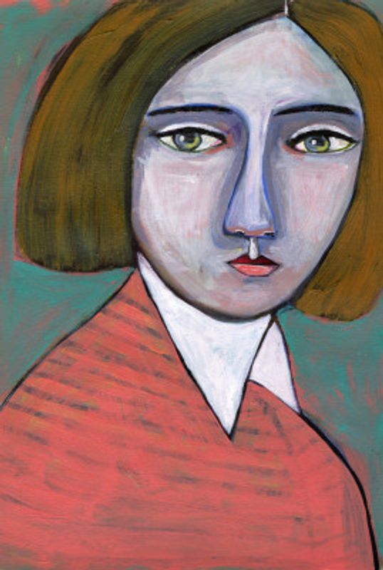 Lady in Melon Jumper