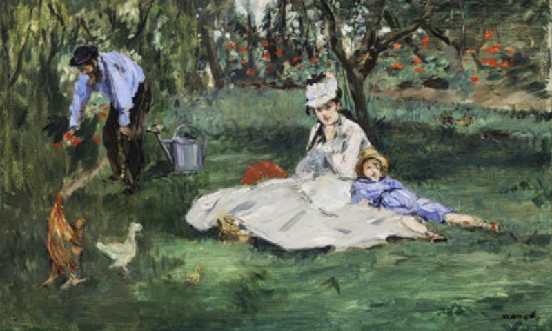 The Monet Family In Their Garden At Argenteuil (1874)