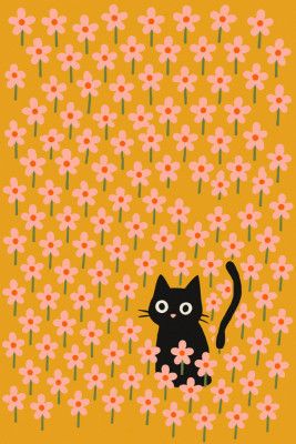 Playful Floral Cat