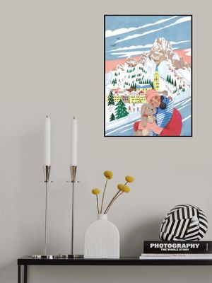 Winter Scene Woman and Dog Christmas