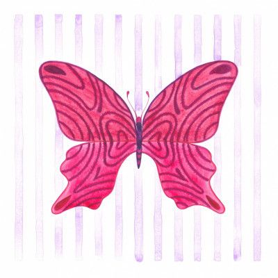 Pink Butterfly with Stripes Pattern
