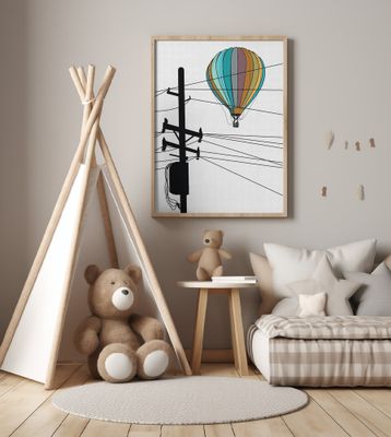 Telegraph Wires And Balooon