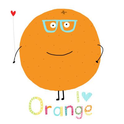 I Love Orange! Cute Orange Holding a Love Heart.