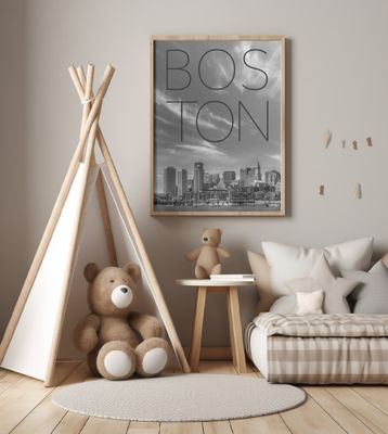 BOSTON Skyline Financial District &amp; North End | Text &amp; Skyline