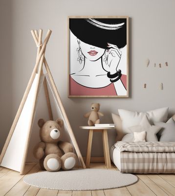 Elegant Woman with Black Hat