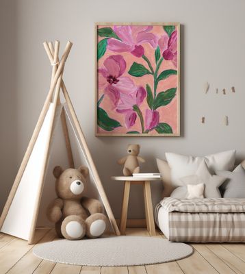 Pink Flowers With Bold Green Leaves