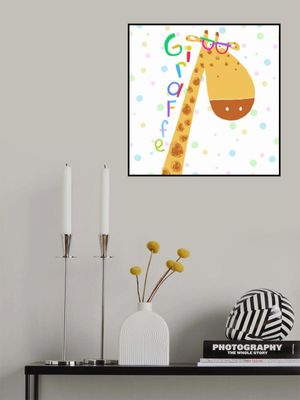 Cute Giraffe Wearing Glasses with Colorful Text by Carla Daly
