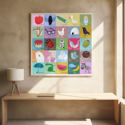 Colorful Alphabet Illustrated Squares