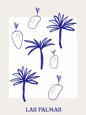 Blue Palm Doodles
