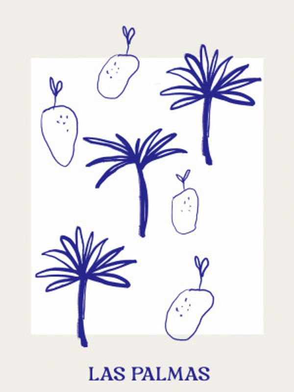 Blue Palm Doodles