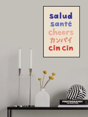 Cheers Typography - Salud Santé Cheers Kanpai Cin cin