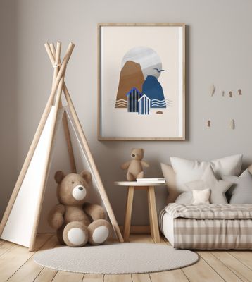 Abstract Beach Huts and Sea Stacks