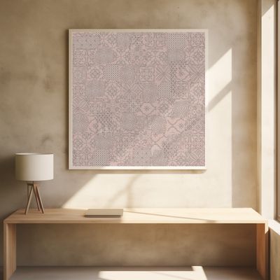 Vintage Tile Pattern Clash Soft Pink