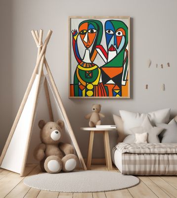 Two Stylized Colorful Figures