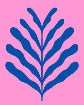 Minimalist Blue Abstract Leaf