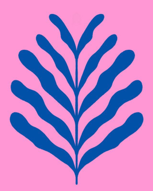 Minimalist Blue Abstract Leaf