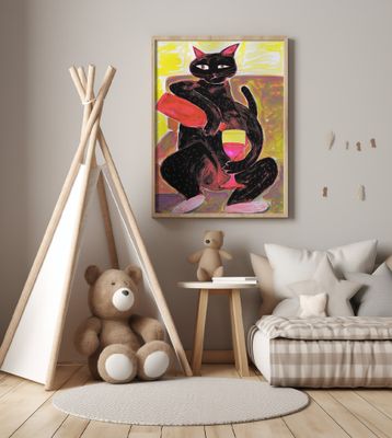 Big Black Cat Wining Down