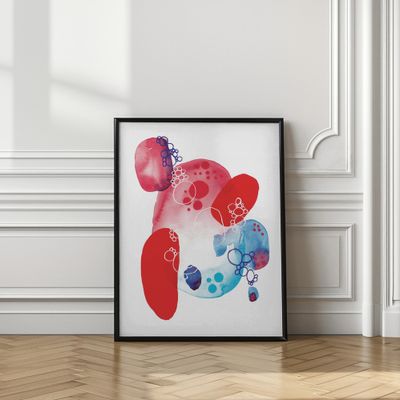 Red Blue Watercolor Abstract