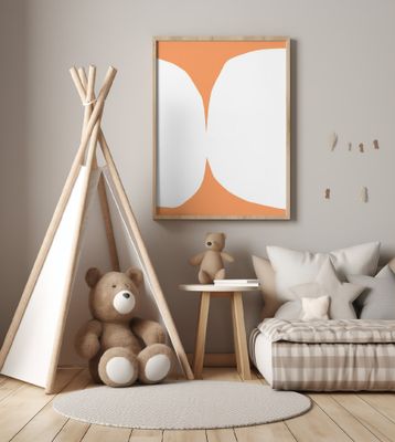 Geometric White Shapes On An Orange Background