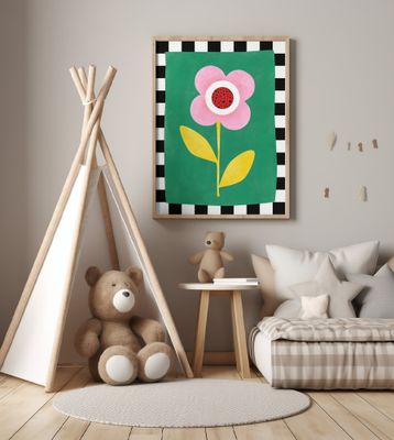 Pink Flower with Yellow Leaves