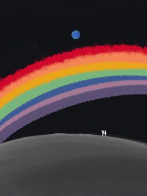 Rainbow over the galaxy