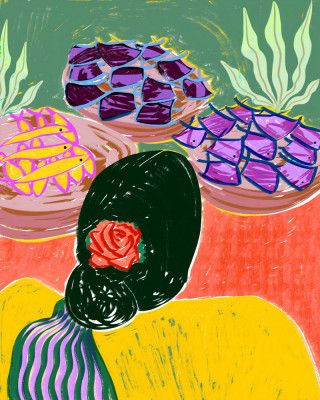 Woman With A Floral Hairstyle