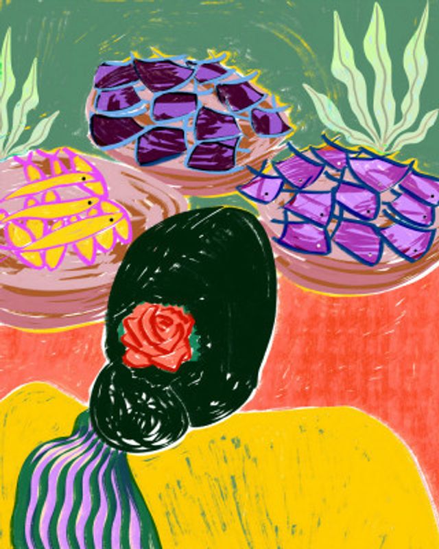 Woman With A Floral Hairstyle