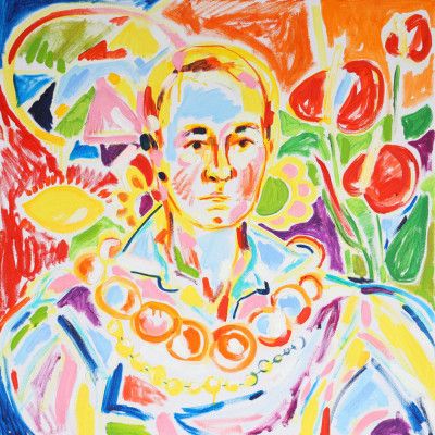 Self Portrait With Lemon And Anthurium, Tamara Jare, oil on canvas