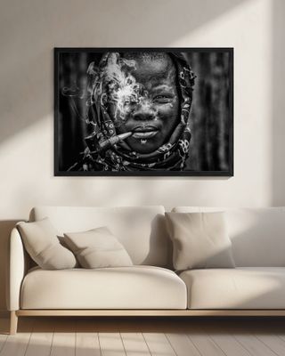 Laarim woman smoking-South Sudan