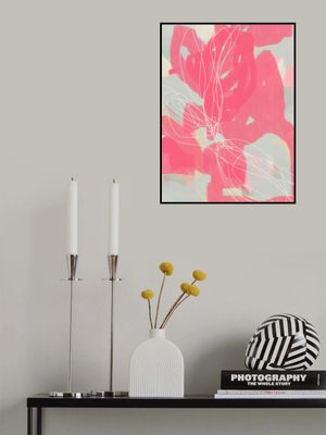 Abstract Painting. Brush strokes in pink, grey and white.