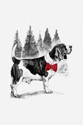 Winter Scenes: Holiday Dog In Snow With Red Bow 1