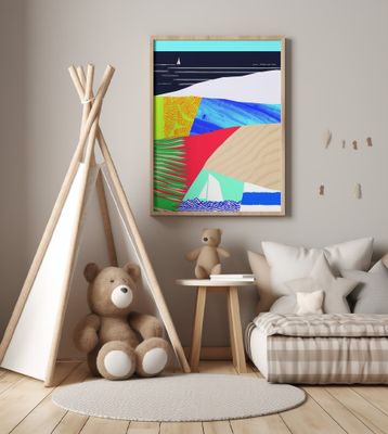 Colourful Abstract Beach Art Print, Tropical Beach Vacation Wall Art