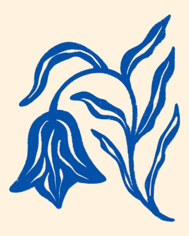 Stylized Blue Tulip  And Leaves