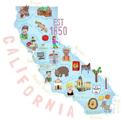 The Golden State of California Illustrated by Artist Carla Daly