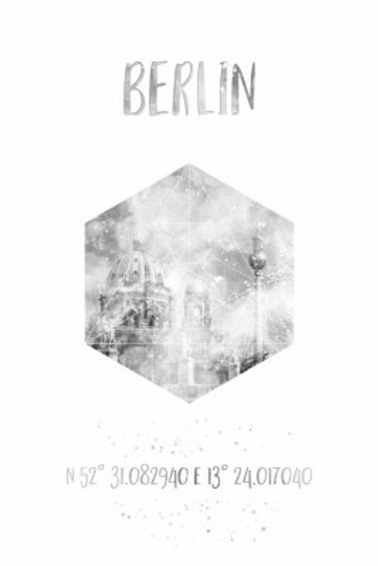 Coordinates BERLIN CATHEDRAL &amp; TELEVISION TOWER | monochrome watercolor