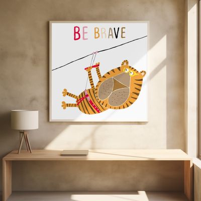 Be Brave! Funny Tiger Zip Lining by Illustrator Carla Daly