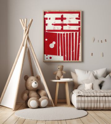 Red and White Geometric Shapes