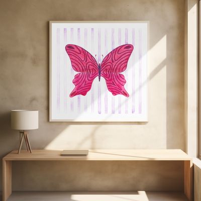 Pink Butterfly with Stripes Pattern