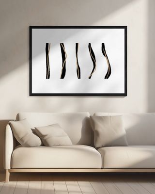 Black And Beige Wavy Lines On A White Background