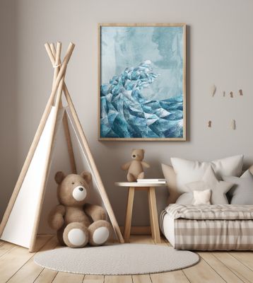 Geometric Metallic Silver Wave