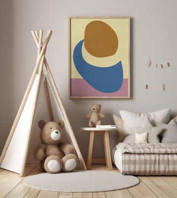 Balanced Stones in Blue , Butter Yellow and Terra