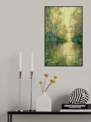 Green Pond By The Waterfall