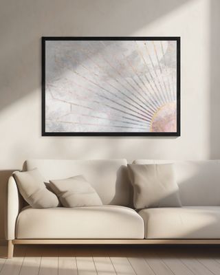 Gold geometric sun rays mural concrete