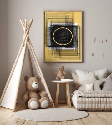 Yellow Circle and Black Lines